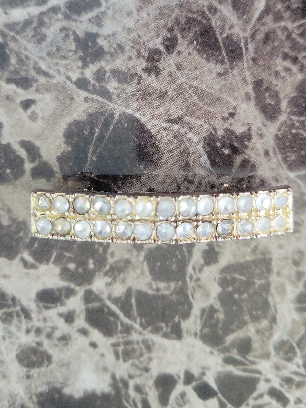 Vintage Chzech Two Row Crystal Pave' Setting 10kt GF Over Silver French Barrett